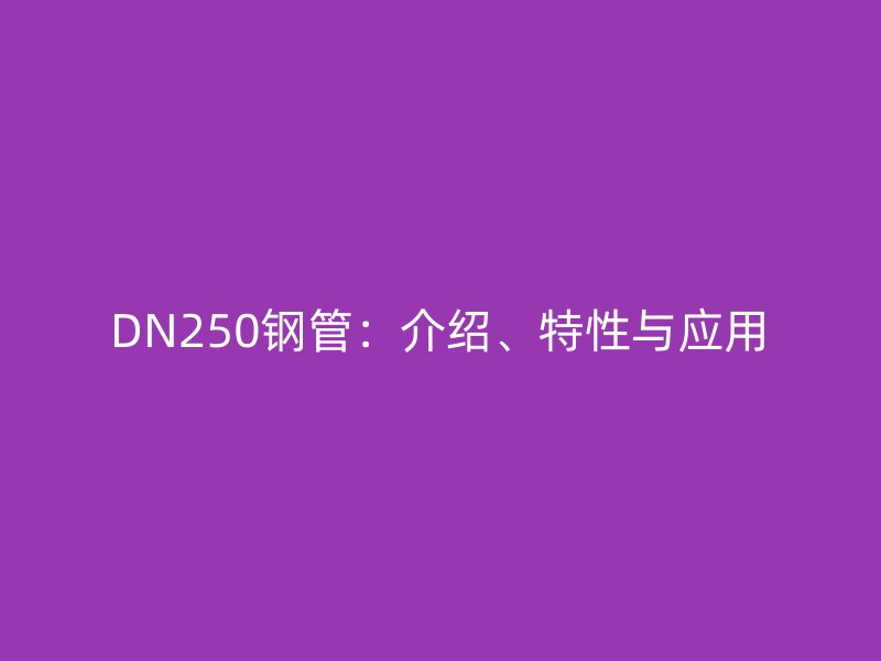 DN250鋼管：介紹、特性與應(yīng)用