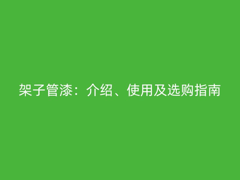 架子管漆：介紹、使用及選購指南