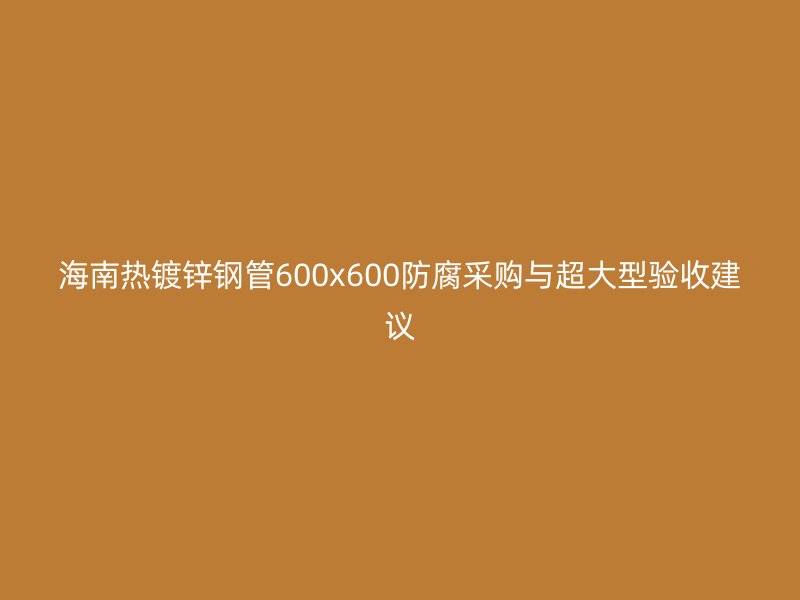 海南熱鍍鋅鋼管600x600防腐采購與超大型驗(yàn)收建議
