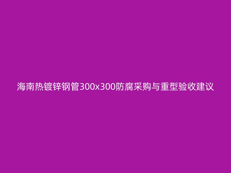 海南熱鍍鋅鋼管300x300防腐采購與重型驗收建議