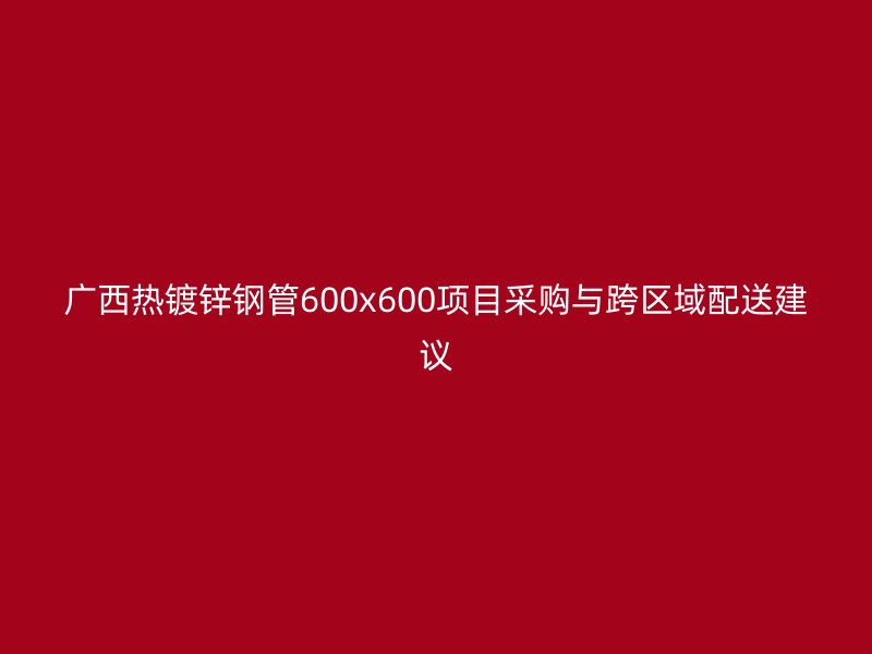 廣西熱鍍鋅鋼管600x600項目采購與跨區(qū)域配送建議