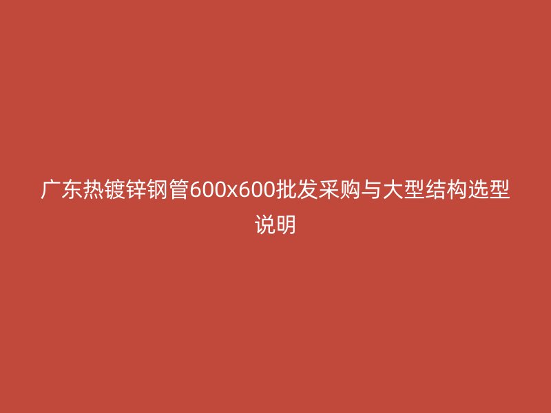廣東熱鍍鋅鋼管600x600批發采購與大型結構選型說明