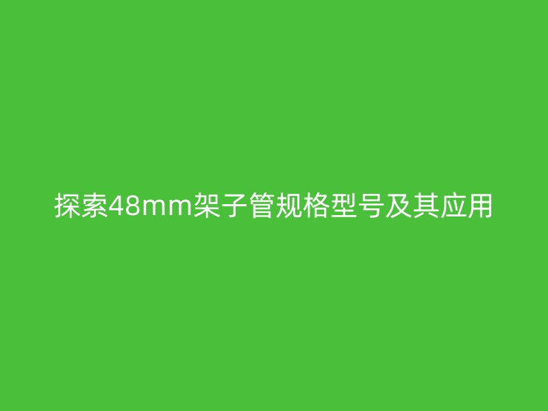 探索48mm架子管規格型號及其應用